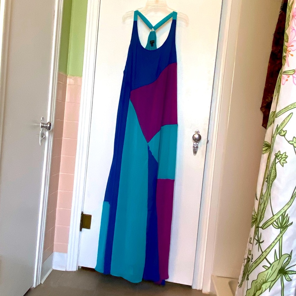 Lane Bryant Sleeveless dress with chiffon overlay